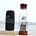 420ML 550ML MY BOTTLE insulated glass water tea bottle infuser with nylon sleeve.